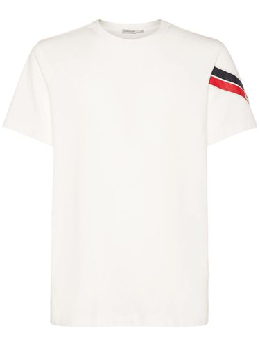 Tricolor Print Cotton T-shirt - MONCLER - Modalova