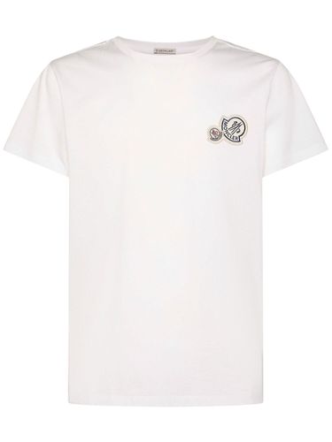 T-shirt In Cotone Con Logo Doppio - MONCLER - Modalova