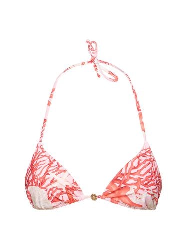 Printed Coral Lycra Triangle Bikini Top - VERSACE - Modalova