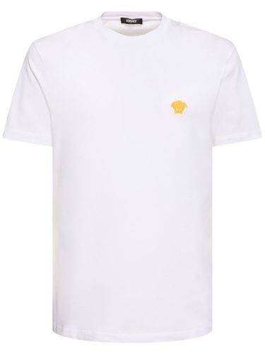 Camiseta De Algodón Jersey Con Logo - VERSACE - Modalova