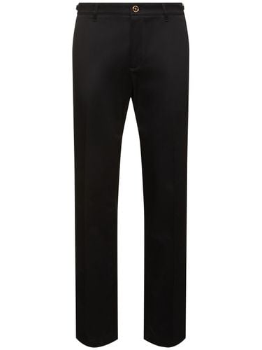 Informal Cotton Gabardine Straight Pants - VERSACE - Modalova