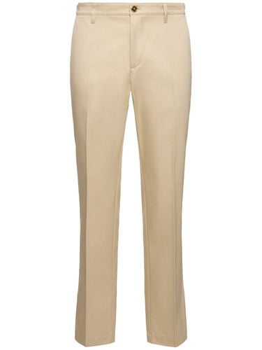 Informal Cotton Gabardine Straight Pants - VERSACE - Modalova