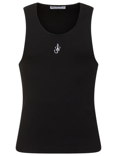 Logo Embroidery Stretch Cotton Tank Top - JW ANDERSON - Modalova