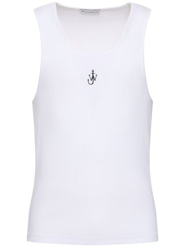 Tank Top In Cotone Stretch Con Logo Ricamato - JW ANDERSON - Modalova