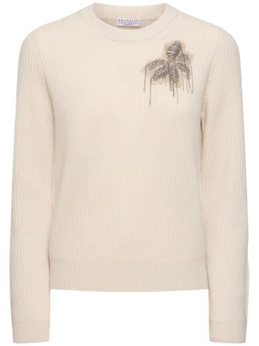 Ribbed Knit Embroidered Sweater - BRUNELLO CUCINELLI - Modalova