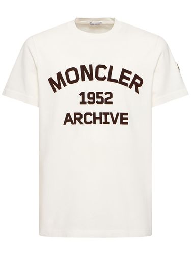 Logo Cotton Jersey T-shirt - MONCLER - Modalova