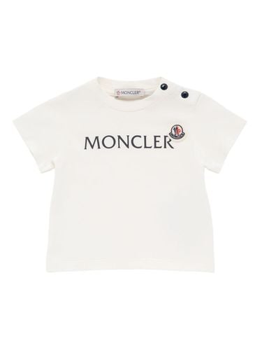 Logo Cotton Blend T-shirt - MONCLER - Modalova