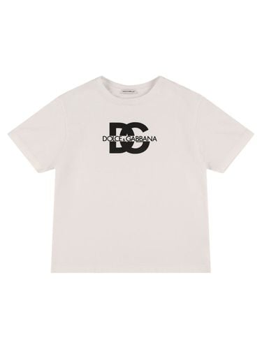 T-shirt Aus Baumwollmischjersey Mit Logo - DOLCE & GABBANA - Modalova