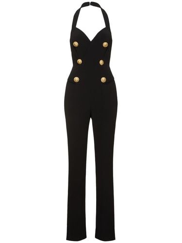 V-neck Tailored Crepe Jumpsuit - BALMAIN - Modalova