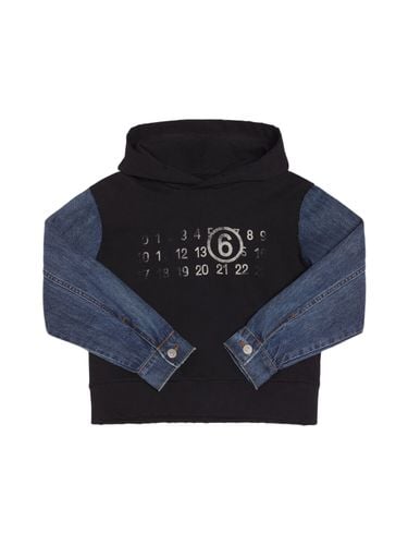 Sudadera De Algodón Jersey Y Denim Con Capucha - MM6 MAISON MARGIELA - Modalova