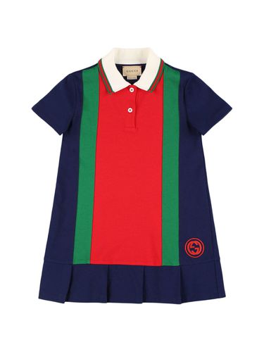 Vestido De Polo De Algodón Con Tribanda - GUCCI - Modalova