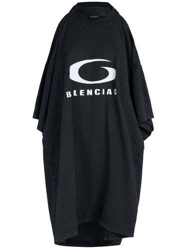 Icon Print Pulled Cotton T-shirt Dress - BALENCIAGA - Modalova