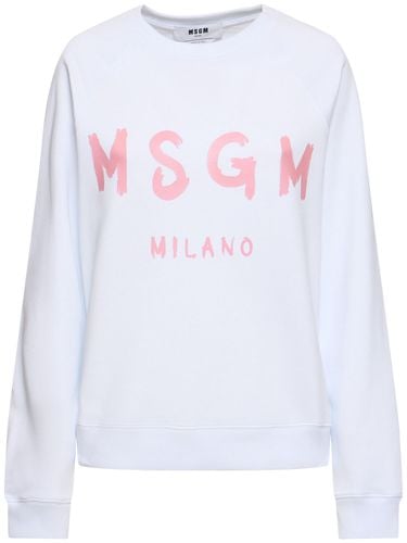 Logo Printed Cotton Sweatshirt - MSGM - Modalova