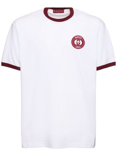 T-shirt Aus Baumwolljersey Mit -patch - GUCCI - Modalova