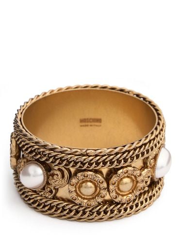 Brazalete De Latón Y Perlas Sintéticas - MOSCHINO - Modalova