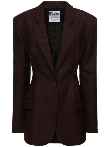 Single Breast Wool Jacquard Blazer - MOSCHINO - Modalova