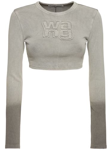 Distressed Cotton Long Sleeve T-shirt - ALEXANDER WANG - Modalova