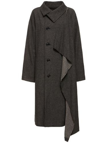 Cappotto Lungo Asimmetrico In Flanell - YOHJI YAMAMOTO - Modalova