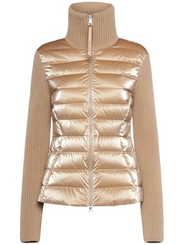 Cardigan Imbottito In Misto Lana Con Zip - MONCLER - Modalova