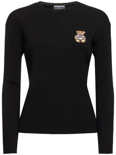 Wool Ribbed Knit Sweater - MOSCHINO - Modalova