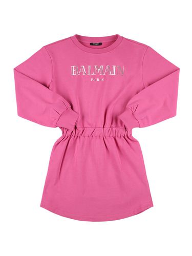 Vestido Estilo Sudadera De Algodón Con Logo - BALMAIN - Modalova