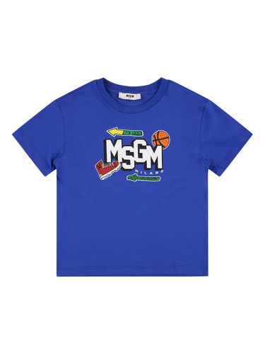 Bedrucktes T-shirt Aus Baumwolljersey - MSGM - Modalova