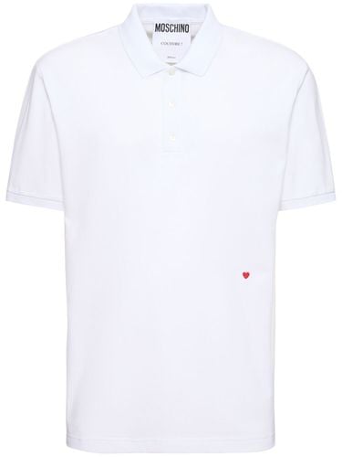 Heart Embroidery Polo - MOSCHINO - Modalova