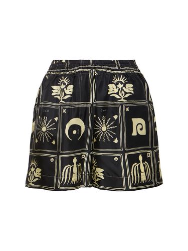 Shorts De Sarga De Seda Impresa - NANUSHKA - Modalova