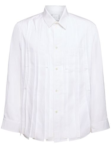 Camicia In Popeline Di Cotone Plissé - SACAI - Modalova