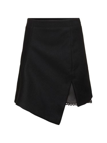 Asymmetric Wool Melton Mini Skirt - SACAI - Modalova