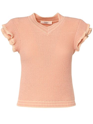 Top In Maglia Di Lana Con Scollo A V - CHLOÉ - Modalova