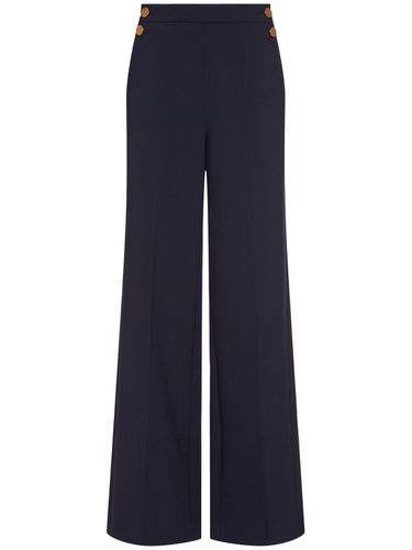 Polonia Wool Blend Wide Pants W/ Buttons - MAX MARA - Modalova