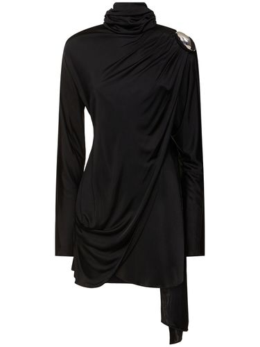 Shiny Viscose Jersey Mini Dress - GIUSEPPE DI MORABITO - Modalova