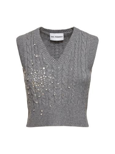 Embellished Cropped Knit Vest - DES PHEMMES - Modalova