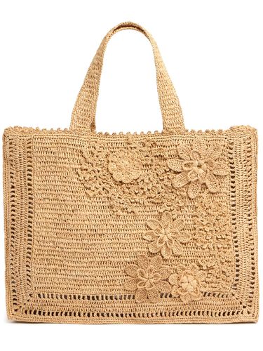 Borsa Shopping In Rafia Con Fiori - ZIMMERMANN - Modalova