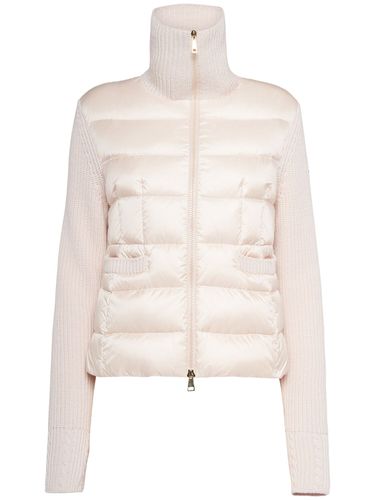 Cardigan Imbottito In Misto Lana Vergine - MONCLER - Modalova