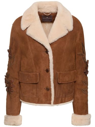 Giacca In Camoscio E Shearling Con Ricami - ERMANNO SCERVINO - Modalova