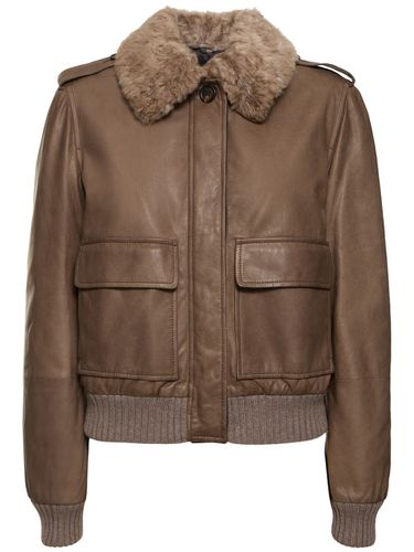 Chaqueta De Piel Con Cuello De Pelo - BRUNELLO CUCINELLI - Modalova