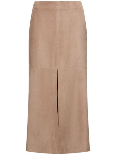 Suede Leather Midi Skirt - BRUNELLO CUCINELLI - Modalova