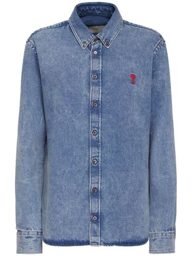 Camisa De Denim De Algodón - AMI PARIS - Modalova