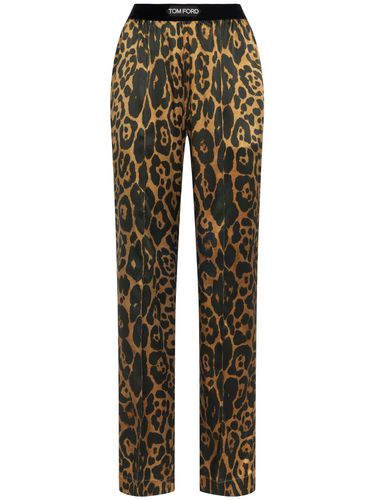 Pantaloni In Raso Di Seta Stretch Stampa Animalier - TOM FORD - Modalova