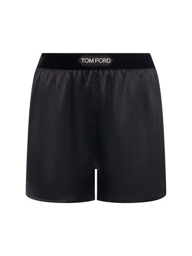 Shorts De Satén De Seda Con Logo - TOM FORD - Modalova