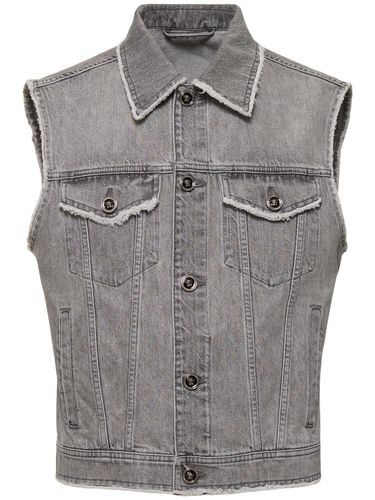 Stonewashed Denim Vest - VERSACE - Modalova