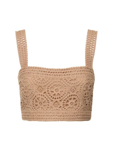 Macramé Cotton Blend Crop Top - ELIE SAAB - Modalova