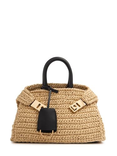 Mini Hug Raffia Effect Top Handle Bag - FERRAGAMO - Modalova