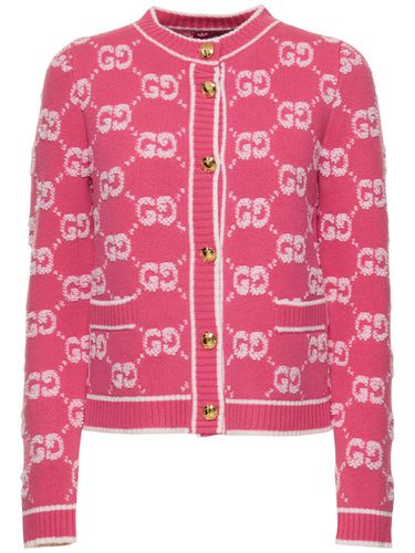 Gg Wool Bouclé Jacquard Cardigan - GUCCI - Modalova