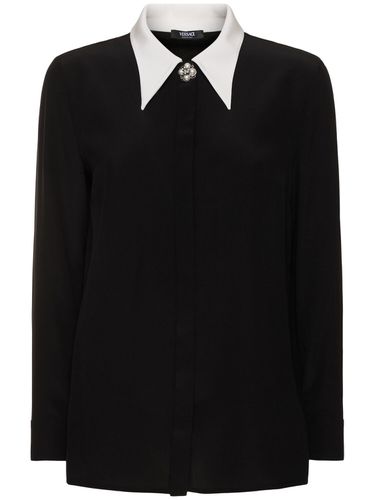 Camicia In Seta Crepe De Chine - VERSACE - Modalova