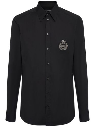 Camicia In Popeline Con Ricamo - DOLCE & GABBANA - Modalova