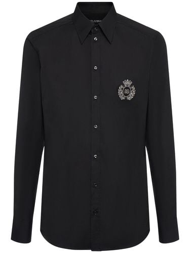 Camisa De Popelina De Algodón Bordado - DOLCE & GABBANA - Modalova