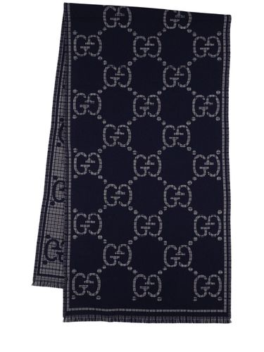 Gg Wool Jacquard Scarf - GUCCI - Modalova